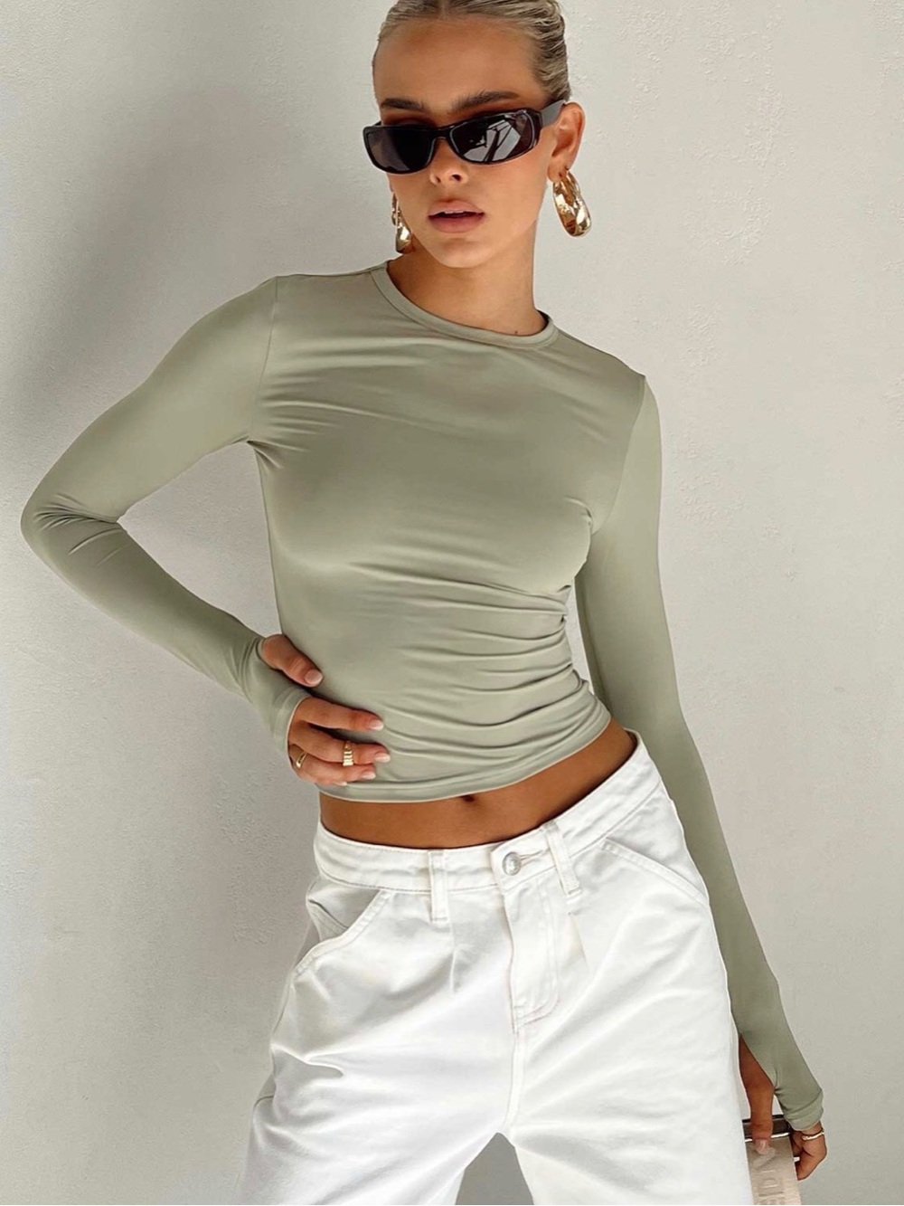 Princess Polly Farro Long Sleeve Top Sage